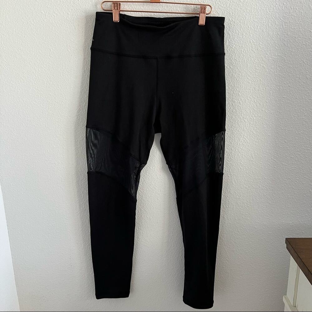 C&C California Black Mesh Detail High Waist Active Legging Pants Tights Large